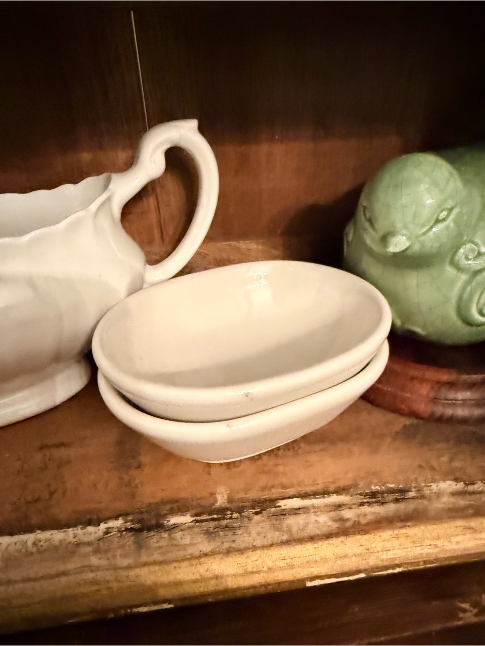 White Vintage Ceramic Oval Dishes - Set of 2